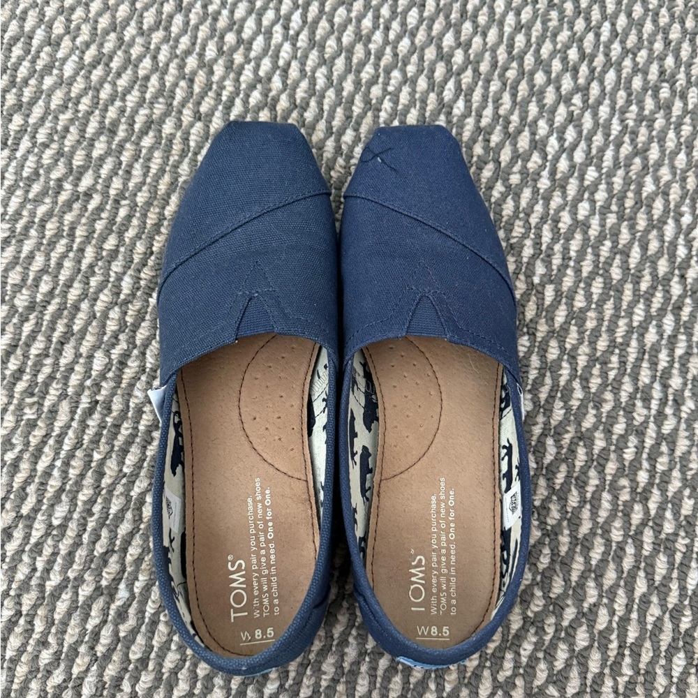 Toms Blue Canvas Slip-On Flats